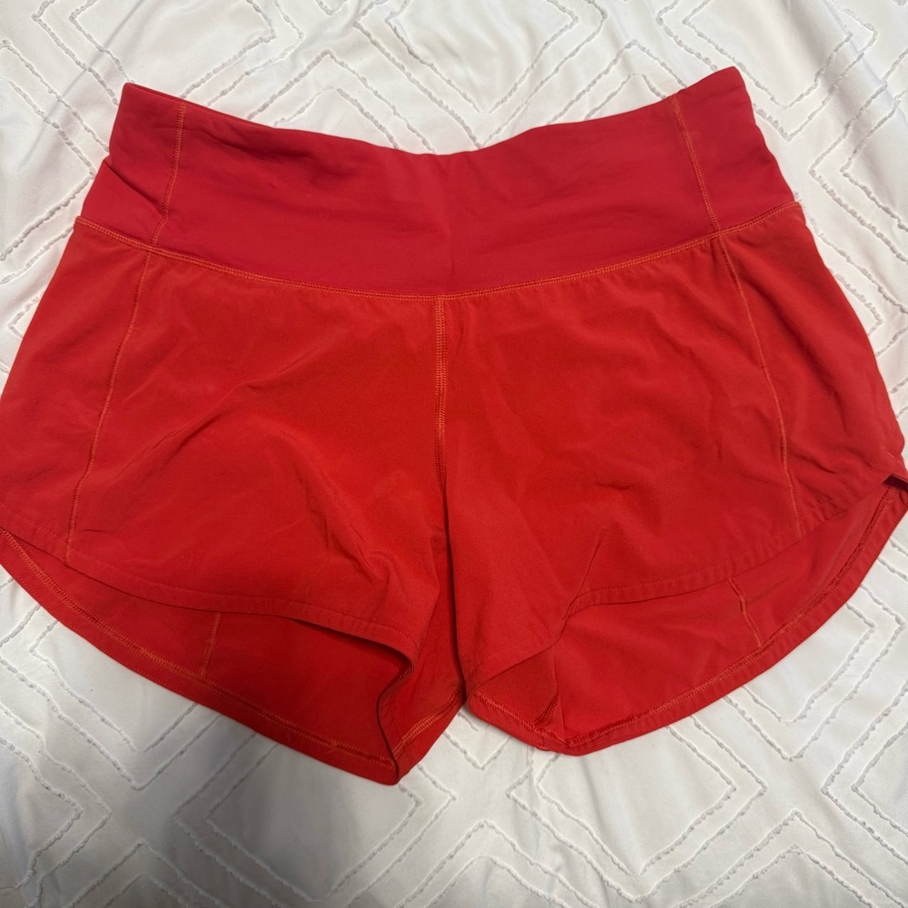Women Lululemon Speed Up Mid-Rise Lined Short 4" Carnation Red Size 4